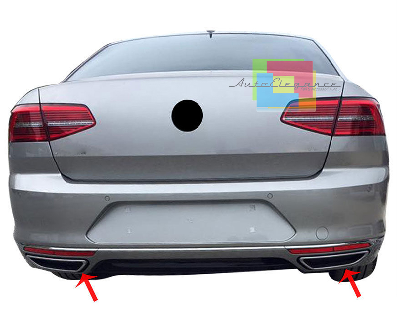 SOLO COME ESTETICA COPPIA PLACCHE CROMATE TERMINALI ACCIAIO VW PASSAT B8 2015