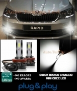 SKODA RAPID LAMPADE FENDINEBBIA LED CREE CAMBUS NO AVARIA 8000LM