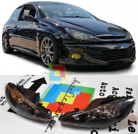 FARI ANTERIORI NERI PER PEUGEOT 206